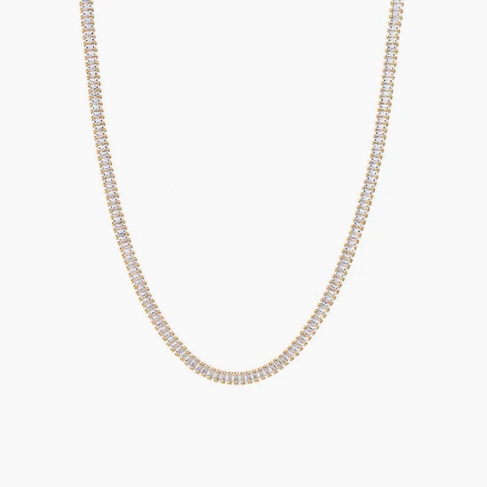 Adina Eden CZ Baguette All Around Tennis Necklace NWT
